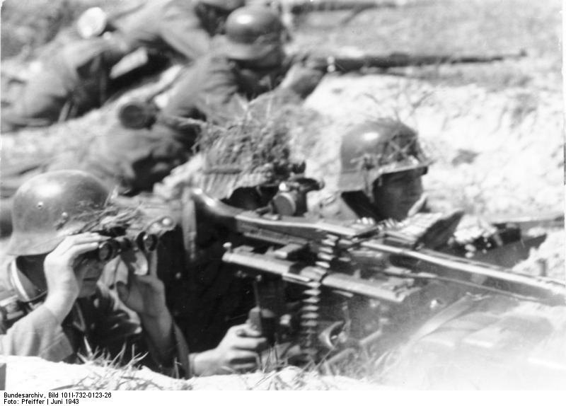 Figure 3 — Soldiers of the Großdeutschland Division with an MG 42 in Russia, June 1943, from the German army propaganda company photographs. Photograph: Pfeiffer, Bundesarchiv Bild 101I-732-0123-26, CC BY-SA …