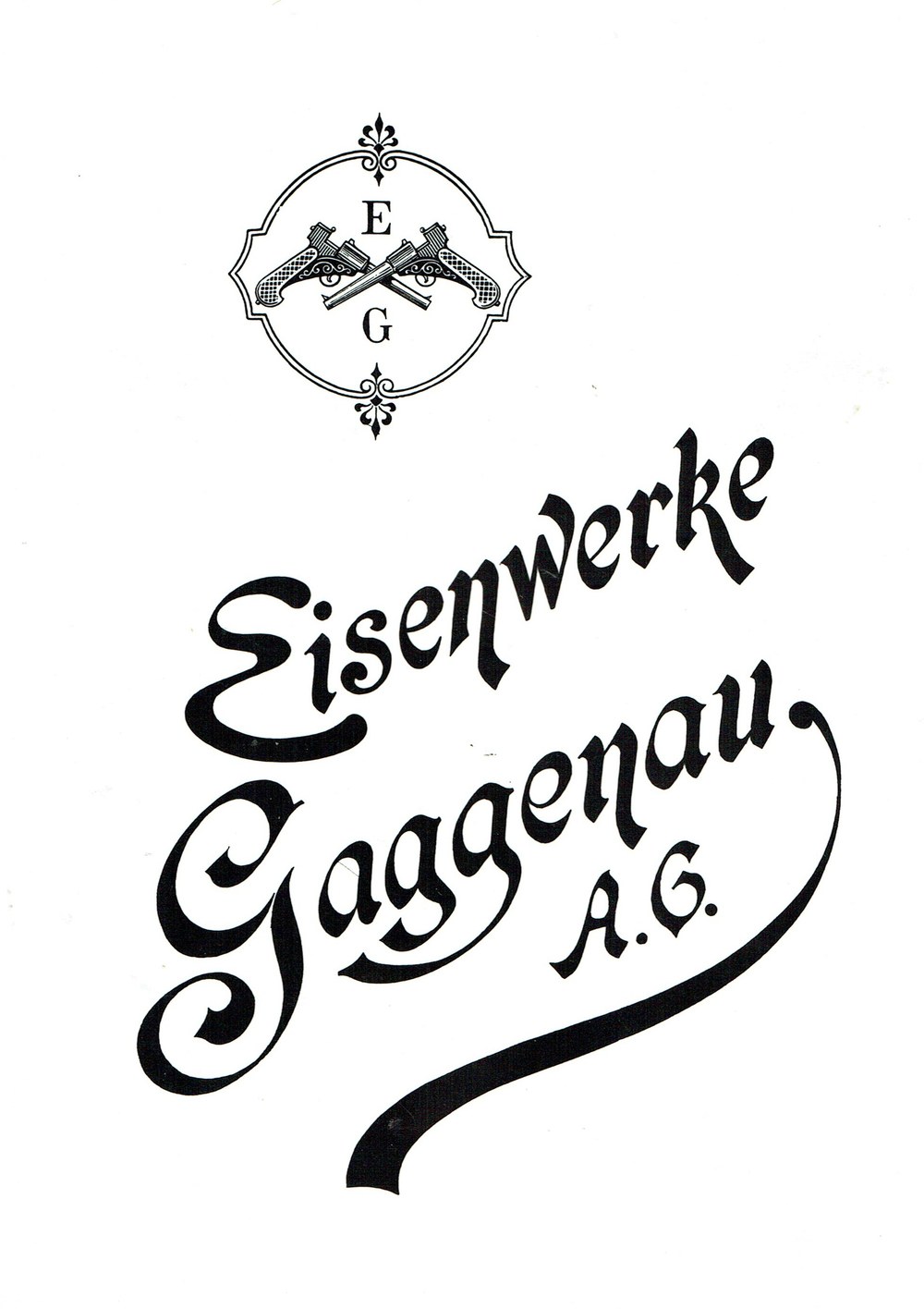 Figure 2 — Title page of the Eisenwerke Gaggenau A.G. booklet of 1891, by Theodor Bergmann. Gaggenau was an ironworks that made air guns, barrels and reloading tools before it made a single pistol. Public dom…