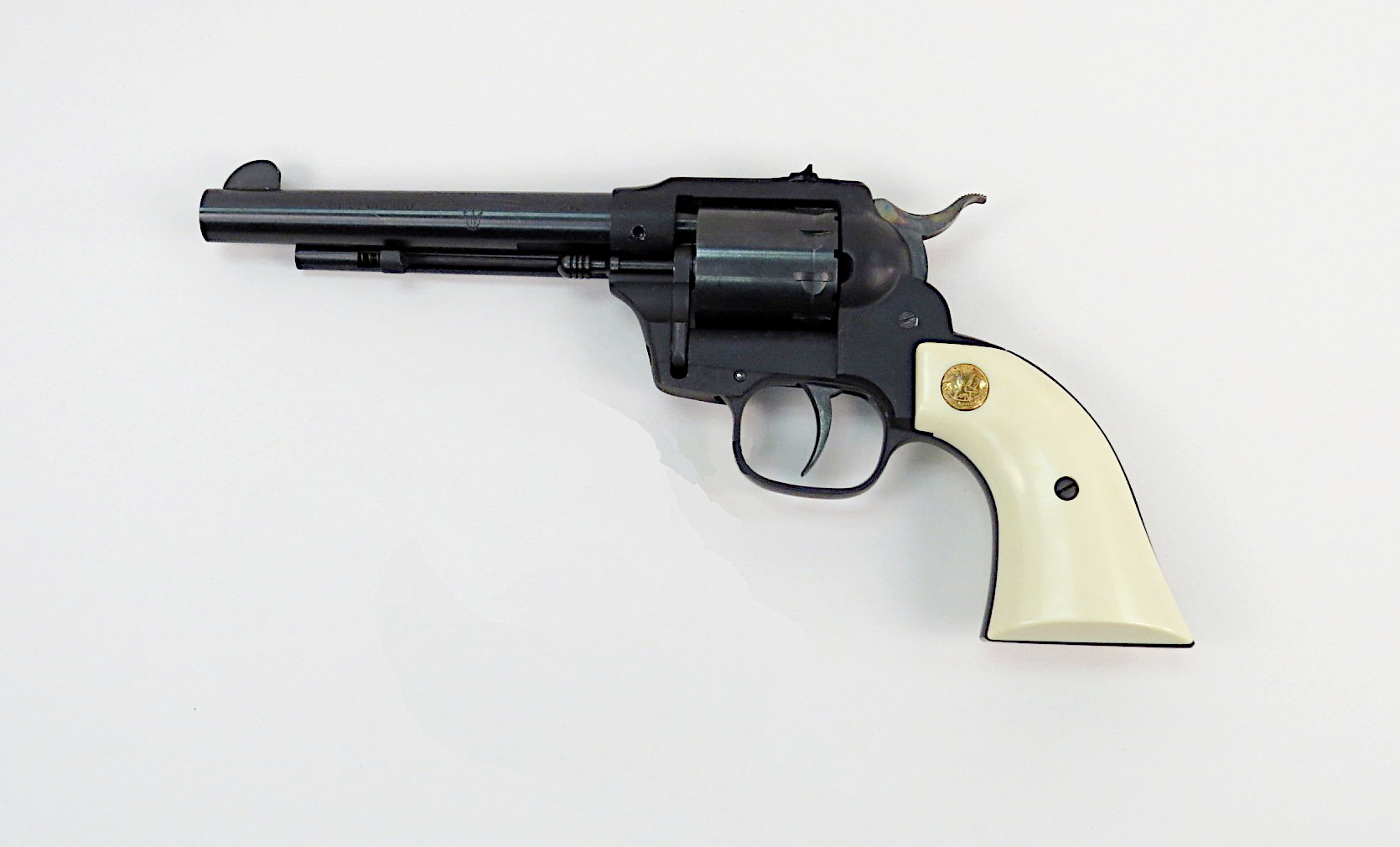 Figure 16 — A Hi-Standard Double-Nine, model W-104 — the western-styled revolver spun off the Sentinel line in 1958, on the same lockwork. Smithsonian National Museum of American History, public domain, via Wi…