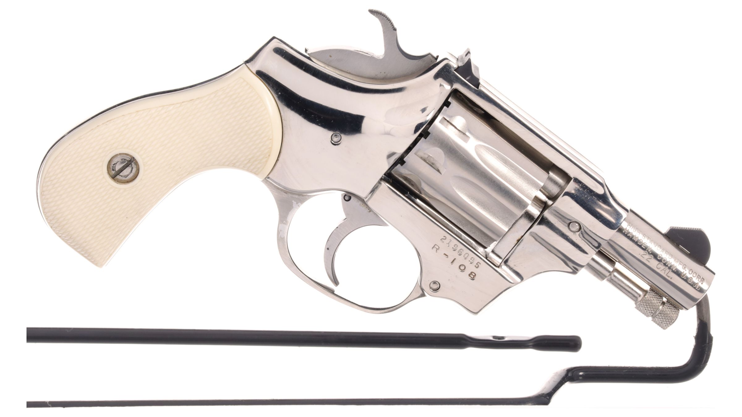 Figure 11 — A nickel Sentinel snub with white grips, sold with its matching factory box and papers. Rock Island Auction photograph, used by owner decision.