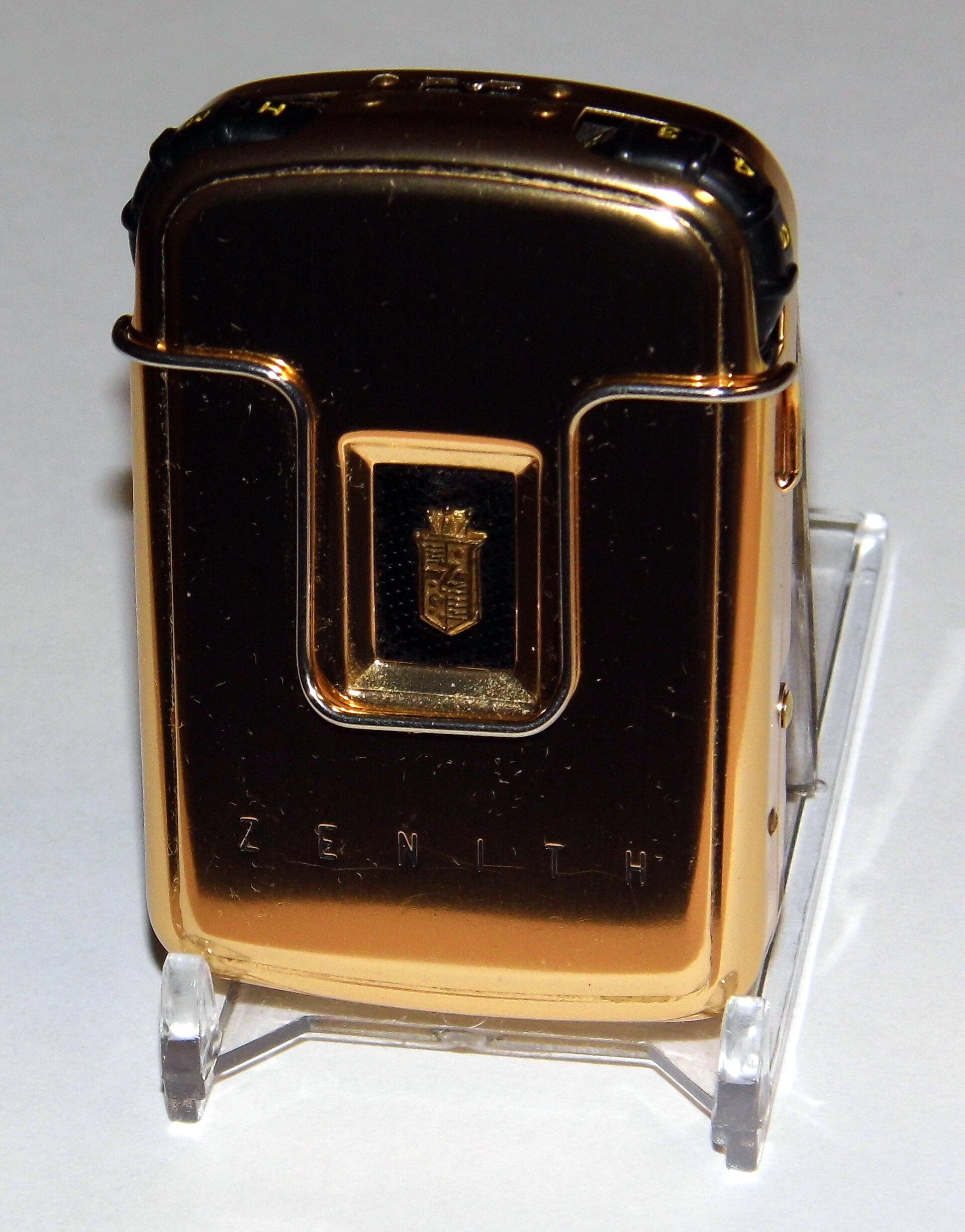 Figure 5 — A Zenith body-worn hearing aid of about 1954 in a gold-anodised aluminium case. The finish on the Sentinel's frame is the same industrial process applied to the same metal, in the same decade, for …