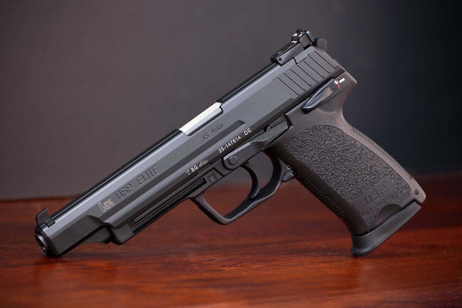 Figure 4 — A USP Elite in .45, one of the long-slide USPs: a slide that runs well forward of the frame, adjustable sights and the USP's single control lever. Long USPs are the pistols most often taken for a M…
