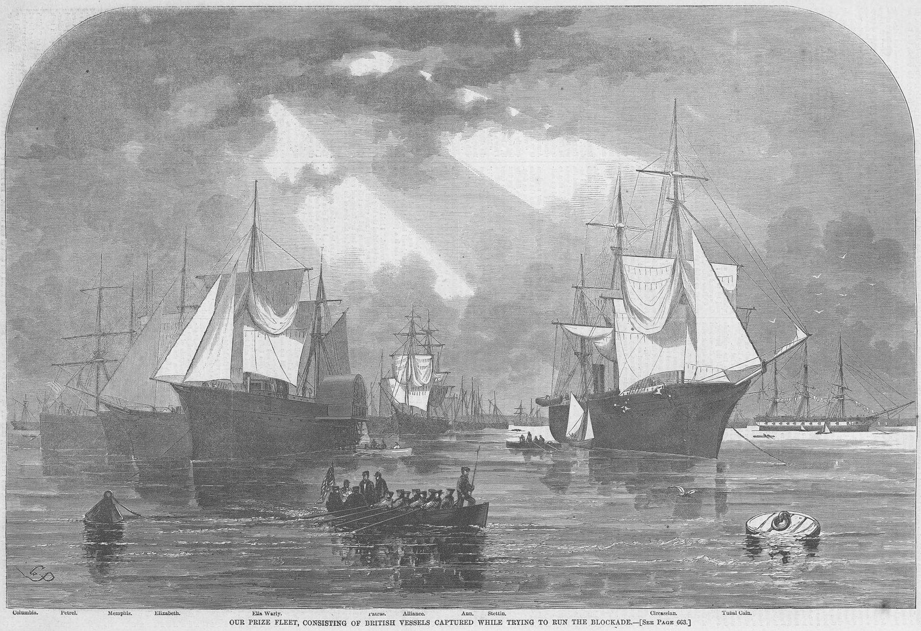 Figure 10 — A Union depiction of blockade runners captured off the Southern coast. A share of every class of import was lost this way; for the LeMat, no captured shipment has been identified in the sources con…