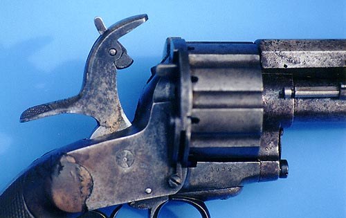 Figure 6 — A LeMat hammer photographed from the side, showing the movable head on its pin above the breech. Photograph from the US National Park Service, public domain.