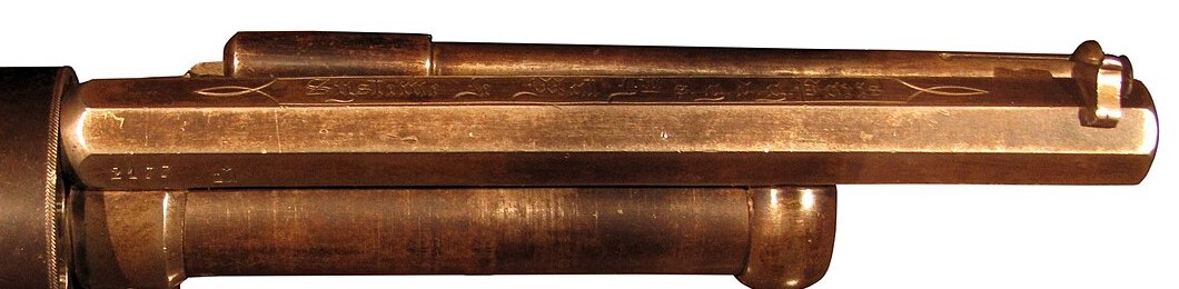 Figure 11 — LeMat's later production carried a London address. Late guns of this group are described in auction catalogues with "LEMAT & GIRARD'S PATENT LONDON" on the top flat, Birmingham proof marks between …
