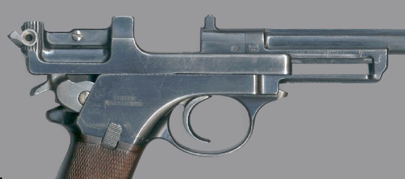 Figure 4 — An M1901 with its slide drawn back: the open breech, the slide arm and the frame. Photograph: Wesley Terrell, CC BY-SA 3.0, via Wikimedia Commons.