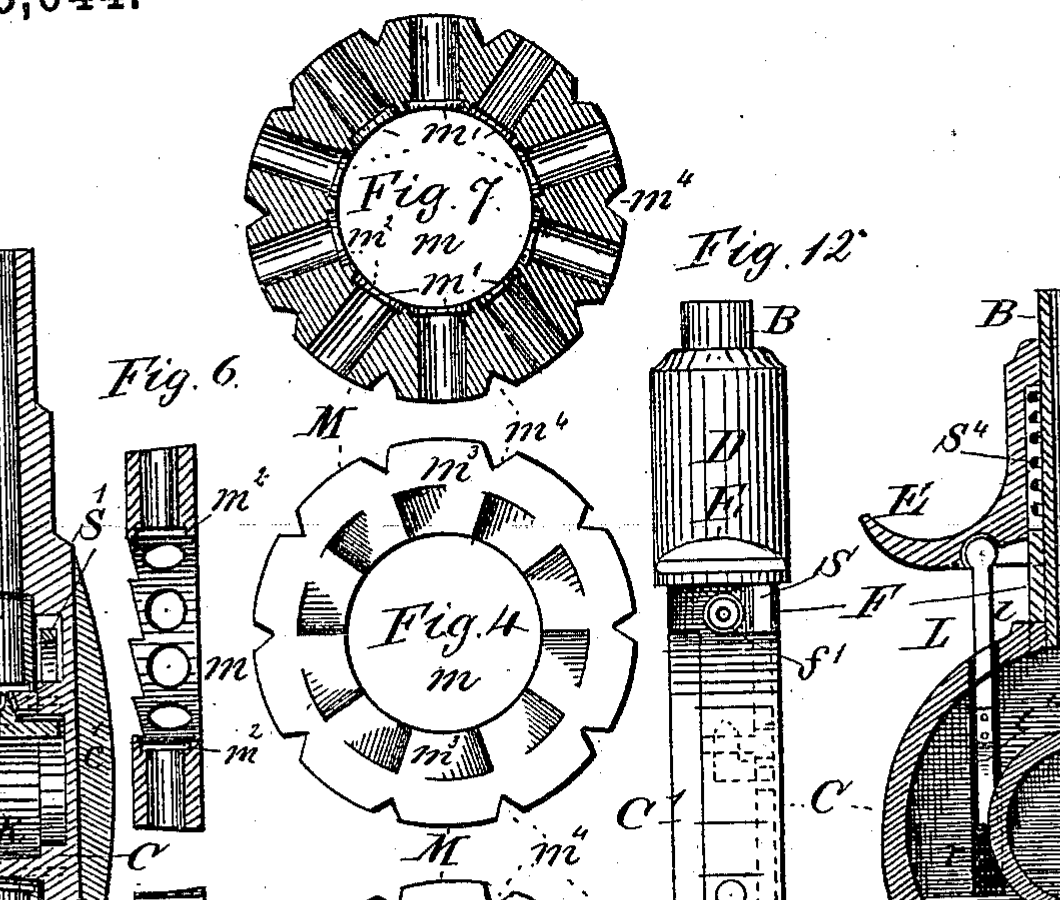 Figure 1 — US Patent 273,644, drawing sheet detail — the detail sheet closest to an exploded view. Source: patents.google.com.