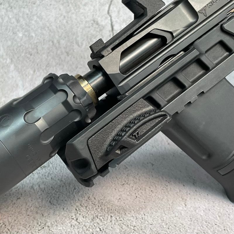 Figure 4 — The Forward Operating Pedal screwed to the side of a Flux Raider chassis, from Tactical Development's product page. The maker's photographs date from 2021 and show the Raider of that time.