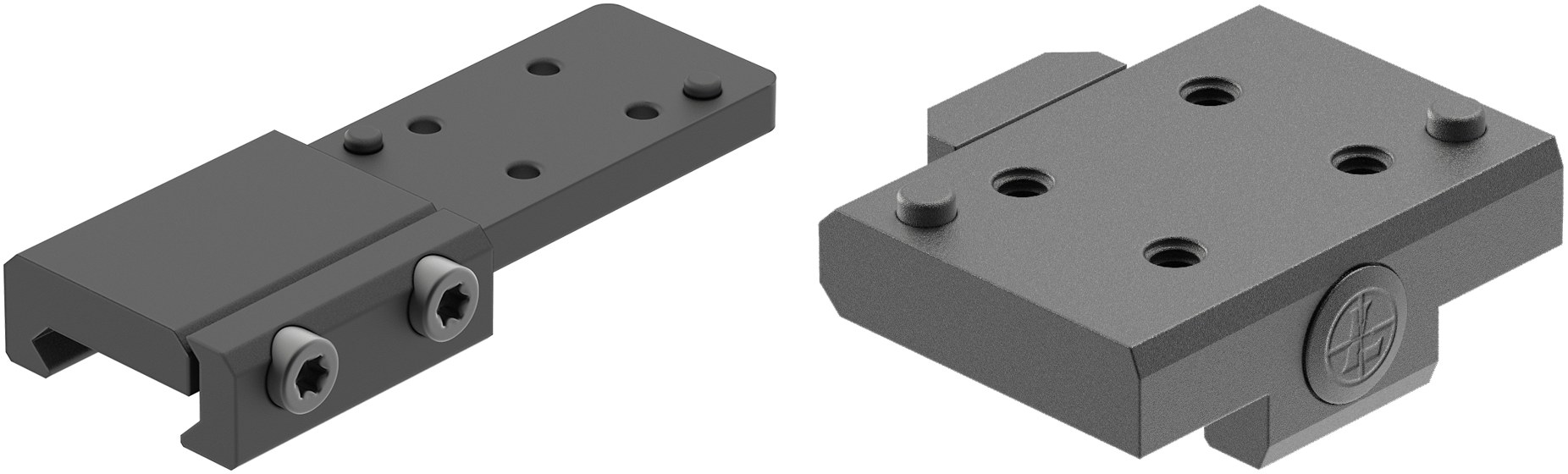 Figure 4 — The two Leupold mounts that fit a DeltaPoint Pro to a Picatinny rail, from Leupold's product pages: the Low Profile Picatinny Mount (184098) and the Cross Slot Mount (120056). Which one is on the p…