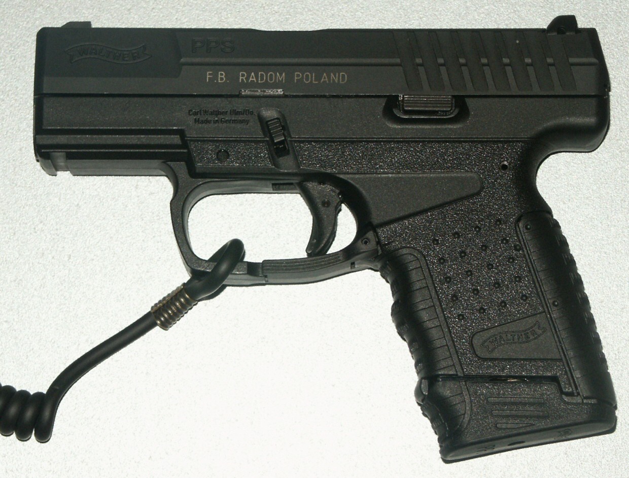 Figure 3 — A Walther PPS. Five years before the Shield, Walther had already built a thin polymer striker pistol around a single-column 9×19 magazine; the Shield did not invent the configuration.