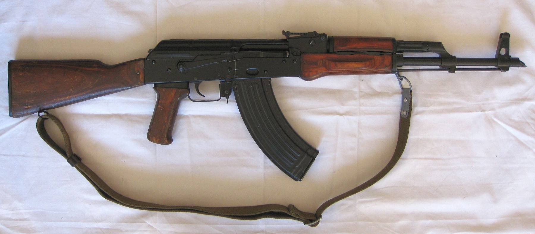 Figure 6 — An AKM made at Izhevsk in 1960, one of the first year's rifles. The ribbed receiver, laminated furniture and slant compensator are all present from the start.