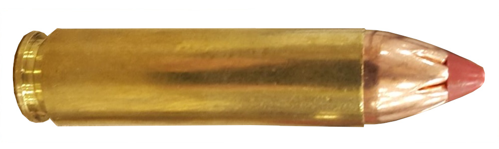 Figure 3 — The result of that decision: a 1.700-inch case with a .452-inch flex-tip bullet seated in it, which is the round Hornady wanted to build because it already made the bullet. Not an original photogra…