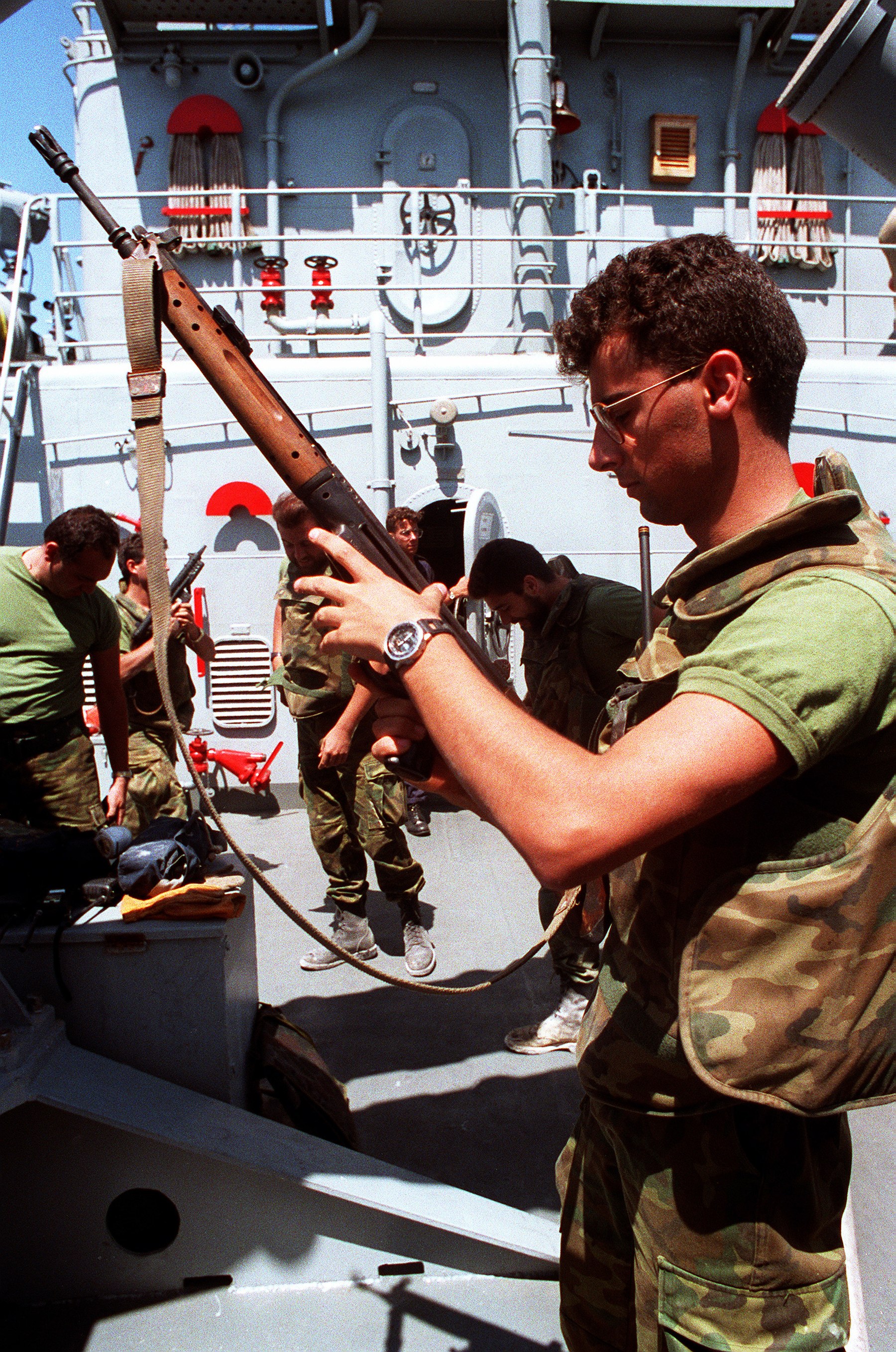 Figure 14 — A Spanish sailor with a CETME Model C during a 1992 exercise. US Department of Defense photograph.