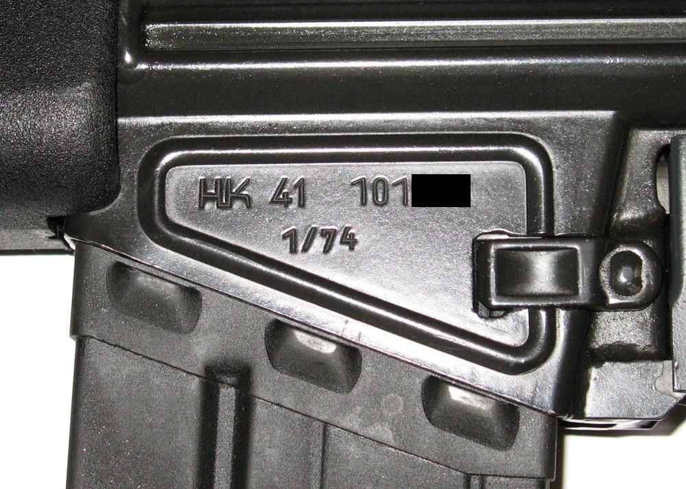 Figure 19 — An HK41 receiver marked 'HK 41' and '1/74'; the serial number has been blacked out by the photographer.
