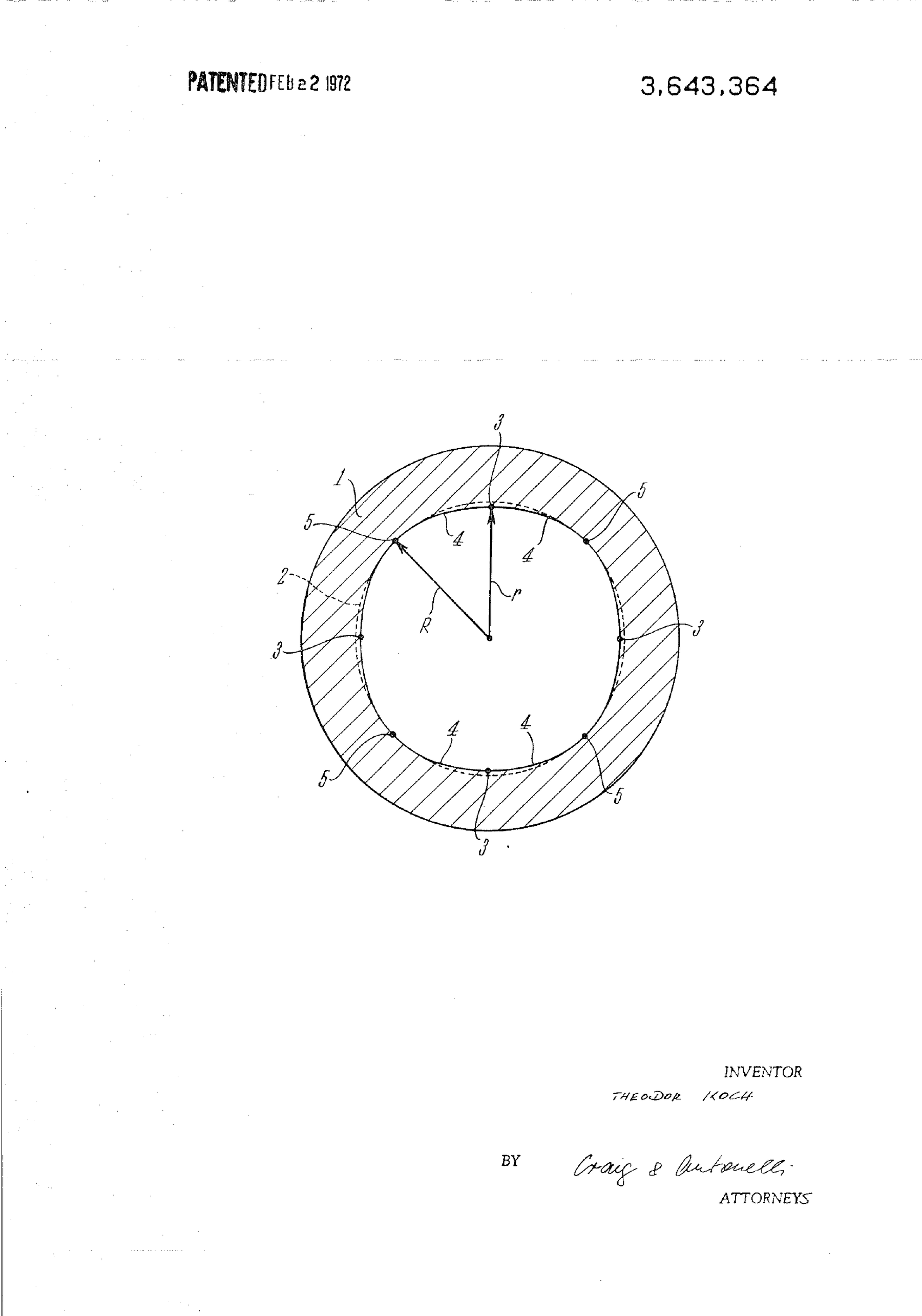 Figure 18 — US Patent 3,643,364, Theodor Koch, 1972: the polygonal bore in cross-section, with rounded lands and grooves instead of sharp-edged rifling.
