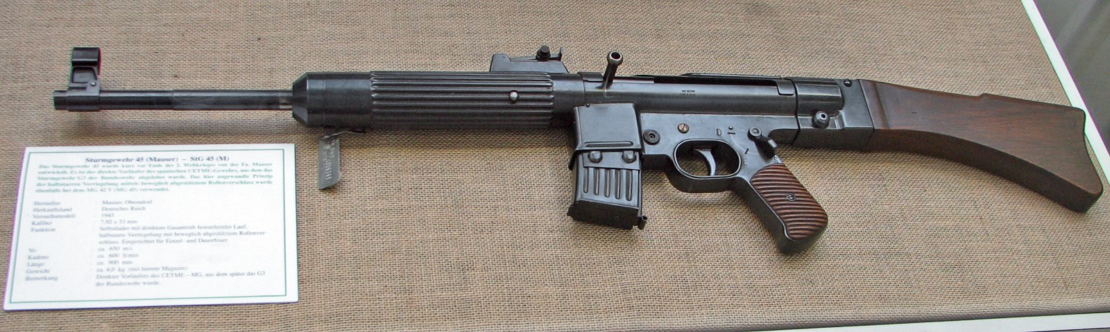 Figure 12 — Another StG 45(M), the same roller-delayed design, on display at Munster.