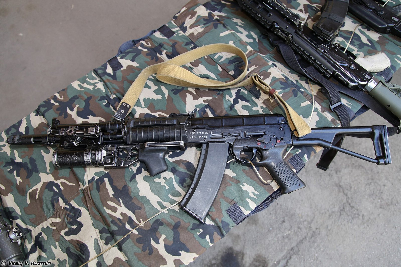 Figure 4 — Kovrov's AEK-971, a balanced-automatics rifle that took part in the Abakan competition according to Profil, shown fitted with a GP-25 grenade launcher. Photograph: Vitaly V. Kuzmin, CC BY-SA 4.0, v…