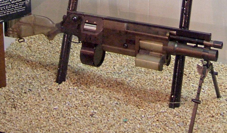 Figure 6 — A Harrington & Richardson SPIW, labelled by the National Firearms Museum as the 5.56 mm Point Target SPIW, on display at the NRA's National Firearms Museum in 2007. The museum's description is the …