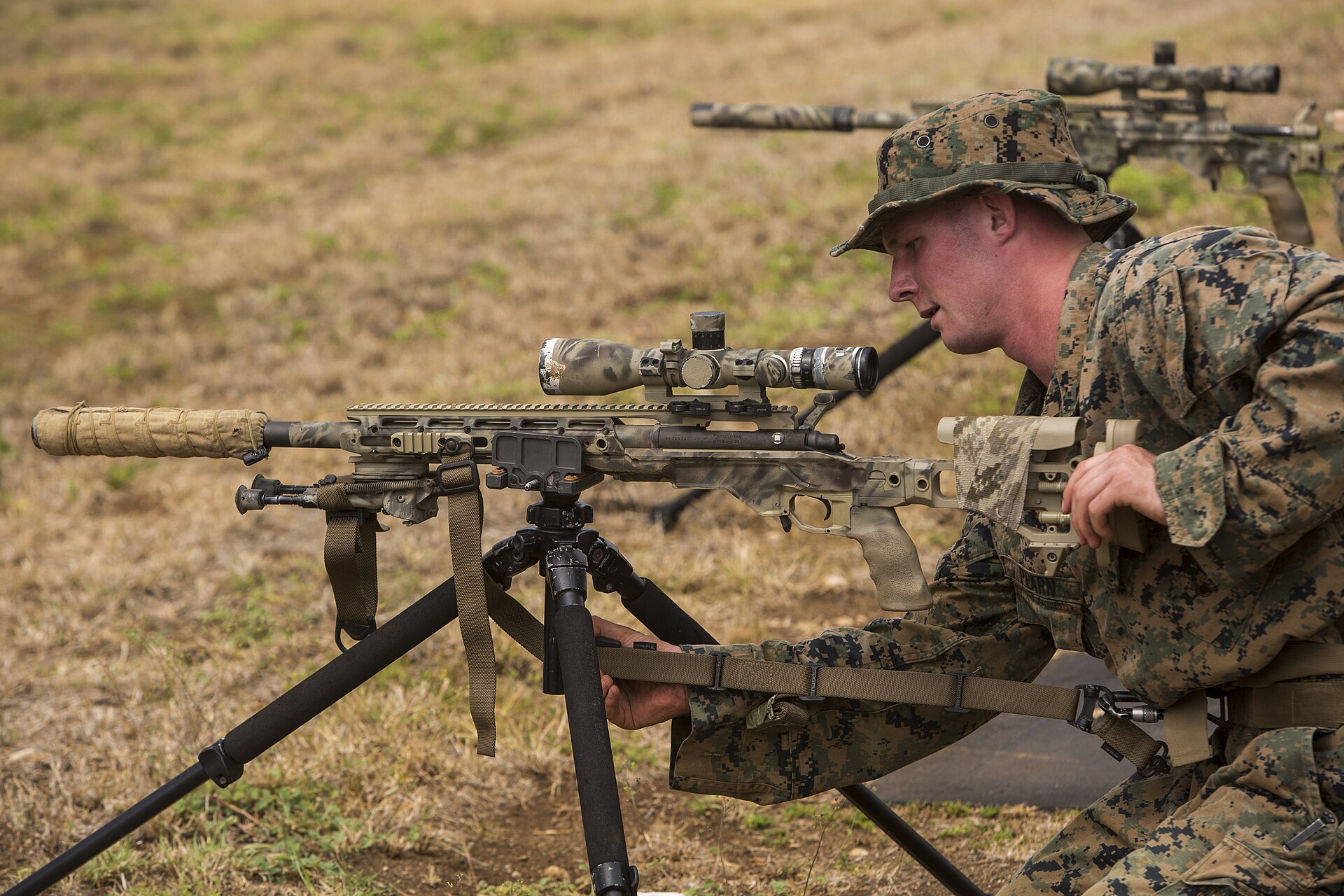 Figure 10 — A scout-sniper candidate of 2nd Battalion, 3rd Marines, with an M40A6 at Pu'uloa Range, Marine Corps Base Hawaii, 14 August 2017.