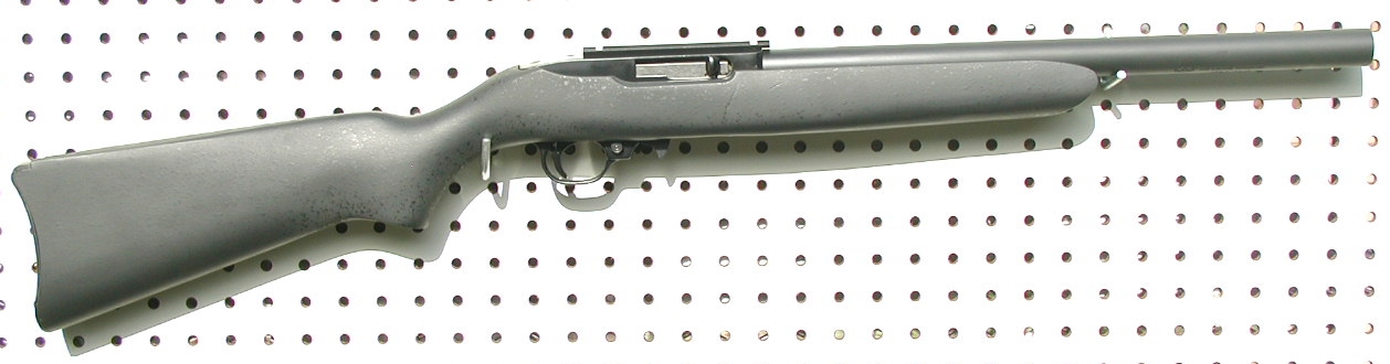 Figure 6 — An AWC Ultra II: a 10/22 action with an integrally suppressed barrel of 1 in outside diameter, in a synthetic stock. Legally the whole barrel assembly is the suppressor.