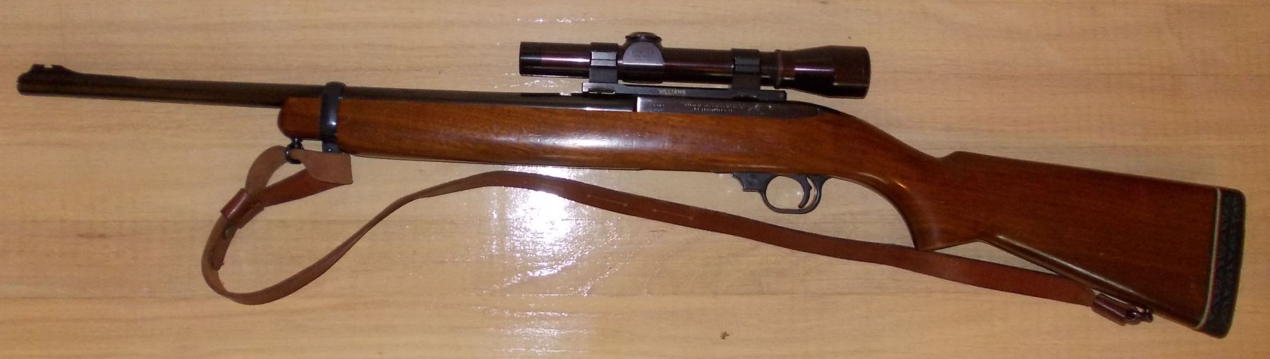 Figure 2 — A Ruger .44 Magnum semi-automatic carbine — the "Deerstalker" — with a Leupold scope on a Williams mount. The 10/22 was designed to look like this rifle and to handle like it: same stock profile, s…