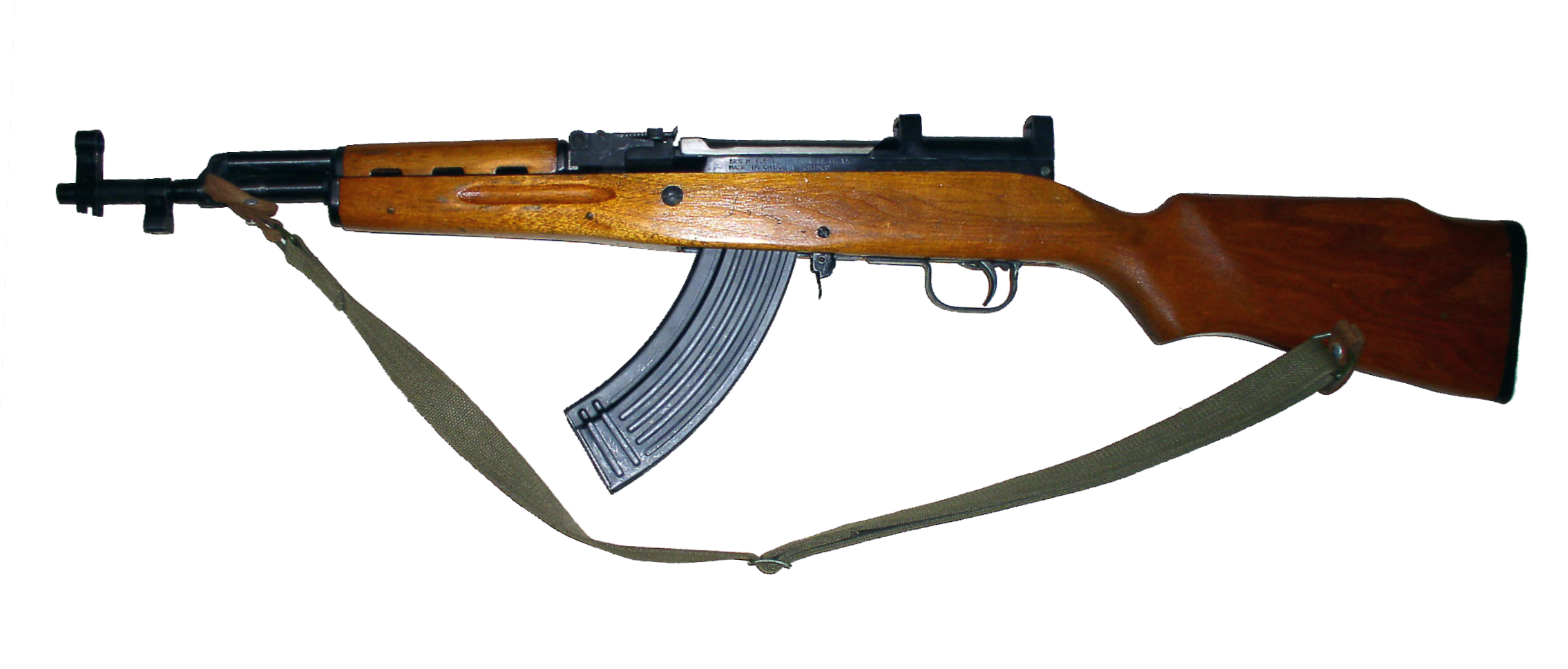 Figure 8 — An SKS-M — the factory Chinese variant built to take Kalashnikov magazines, with the bayonet deleted for import compliance.