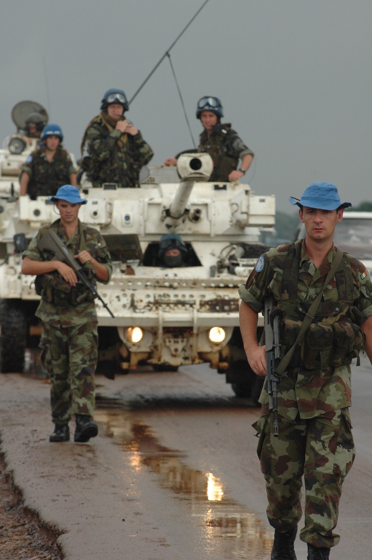 Figure 18 — Irish troops on patrol with Panhard AML-90 armoured cars while serving with the United Nations Mission in Liberia, July 2006. Photograph: Irish Defence Forces, CC BY 2.0.
