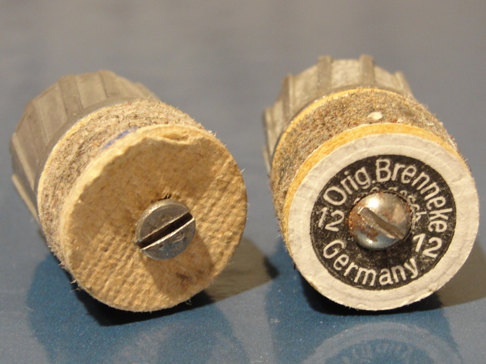 Figure 3 — Two Brenneke-pattern slugs from the base, one factory and one home-made, showing the wad attached to the slug by a screw. The attached wad is the Brenneke's way of keeping the slug point-first in a…