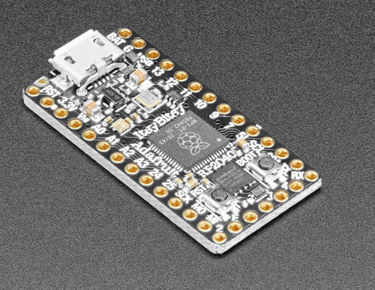 Figure 18 — The Adafruit ItsyBitsy RP2040, the board that fits SAMCO carrier PCBs and the one the README recommends for builders using them. Photo: Adafruit Industries, adafruit.com.