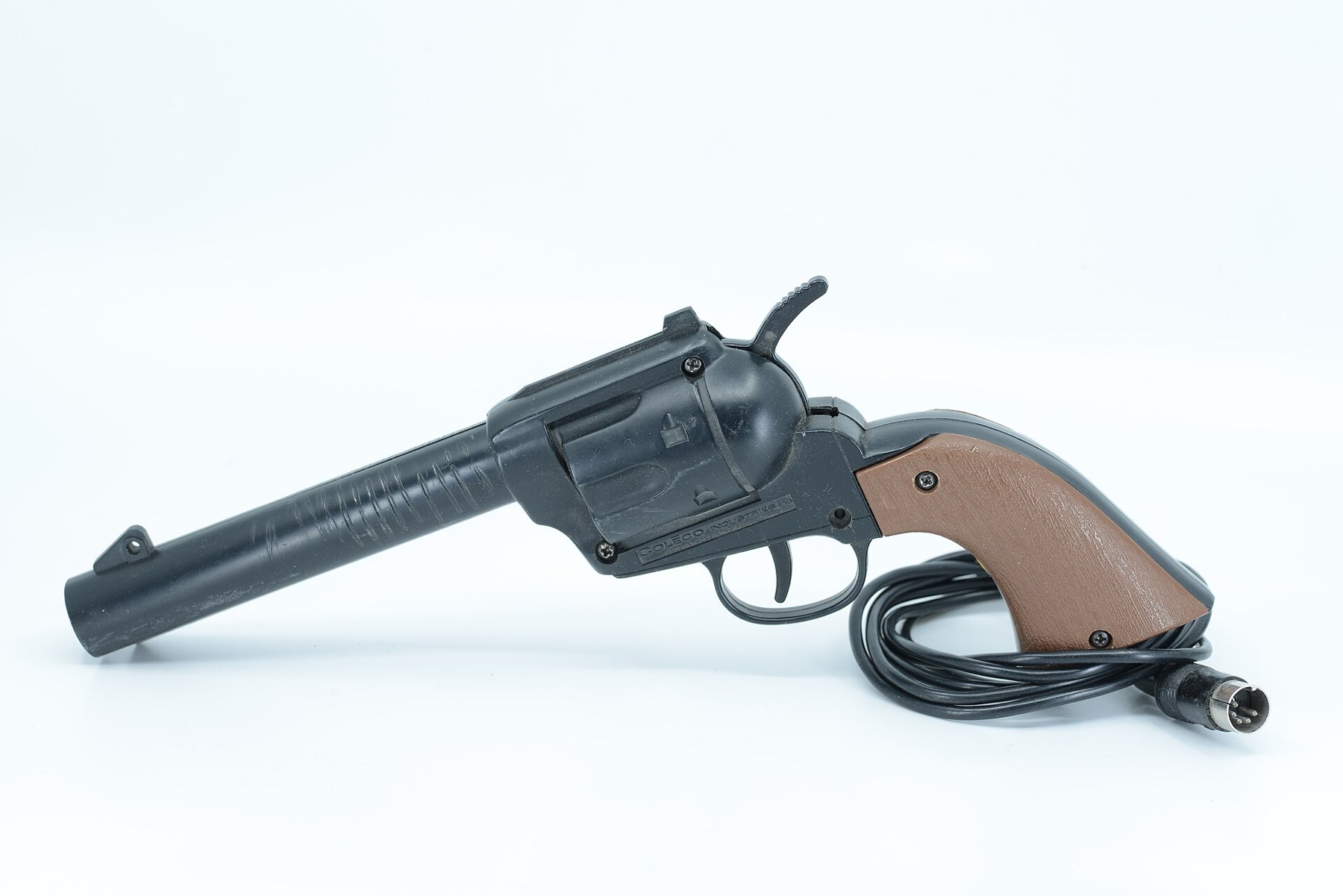 Figure 3 — The revolver-shaped gun of the 1977 Coleco Telstar Ranger, used for the console's target and skeet games. The realistic revolver shape is typical of the period and is the reason later makers moved …
