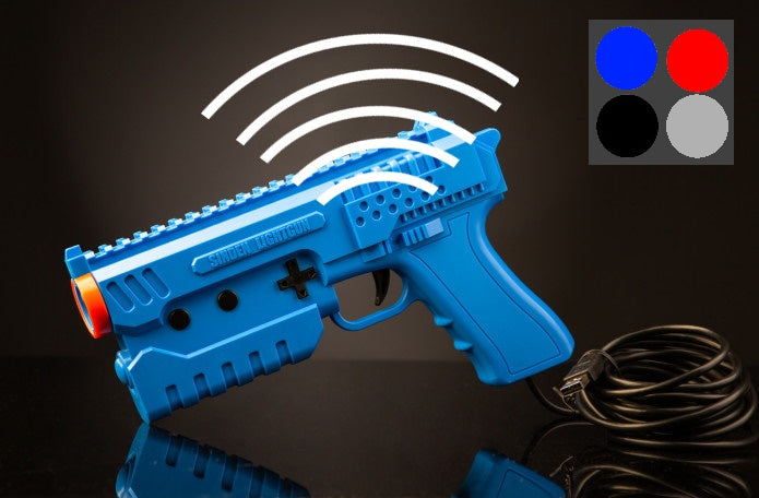 Figure 4 — The Sinden Lightgun with recoil. Sinden's shop page says the recoil model has "an innovative circuit that allows it to be powered only by the computer USB" and needs no external power. Photo: Sinde…