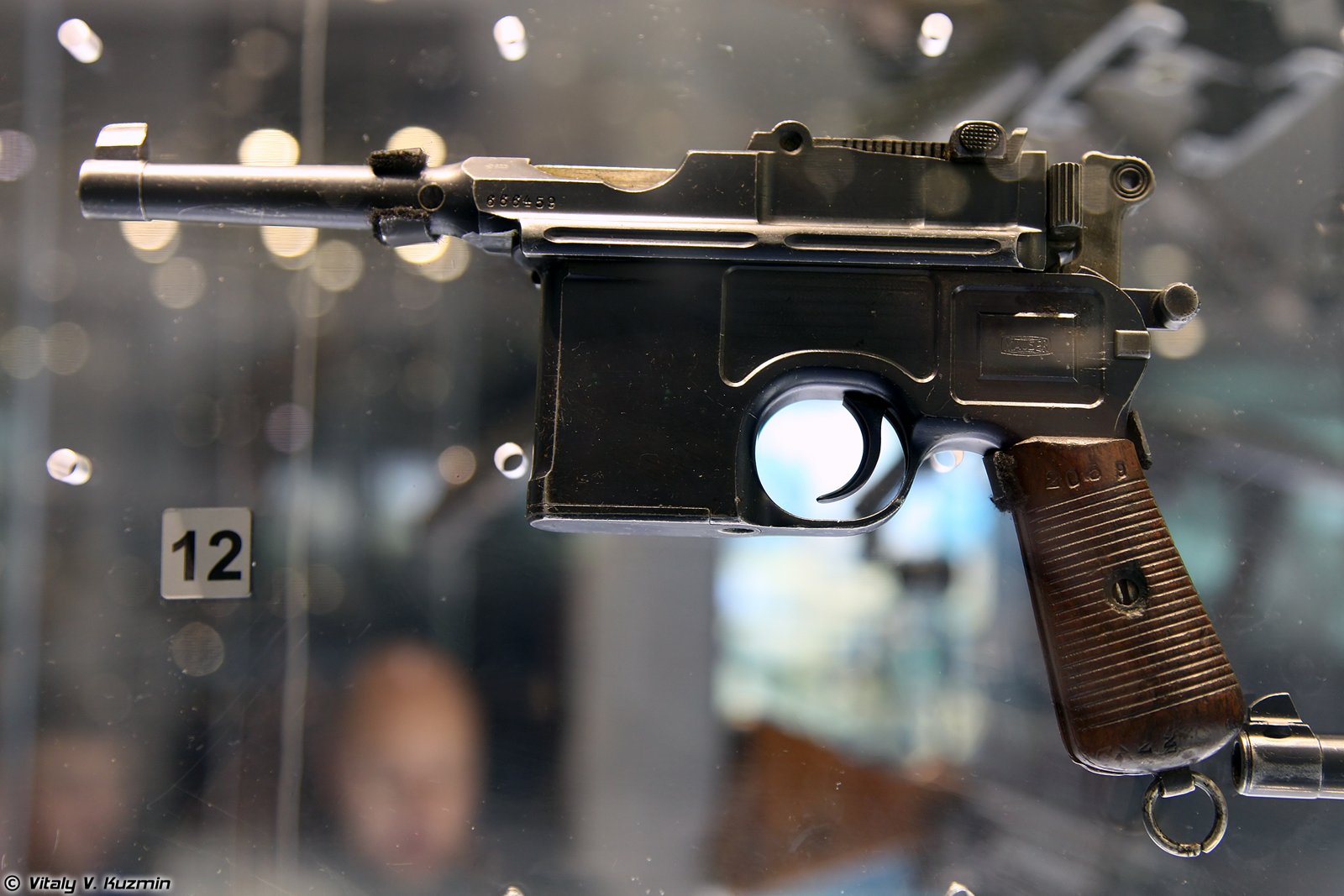 Figure 4.1 — An M1920 "Bolo" C96 (Tula State Arms Museum) with its detachable wooden shoulder-stock holster — note the short barrel and reduced grip versus the standard 5.5″ gun. Photo: File:Mauser…