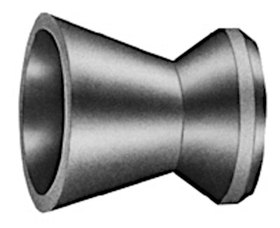 Figure 3 — A .177 wadcutter pellet, the flat-headed diabolo used for paper targets, shown in outline. The skirt at the rear flares to seal the bore; the waist reduces friction; the head rides the rifling.