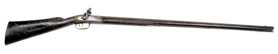 Figure 3 — An air rifle by Isaiah Lukens in the Henry Stewart Collection at VMI, the "DNH" (double-neck hammer) gun long claimed as the Lewis and Clark air gun: a full-stocked, Kentucky-style single-shot muzz…