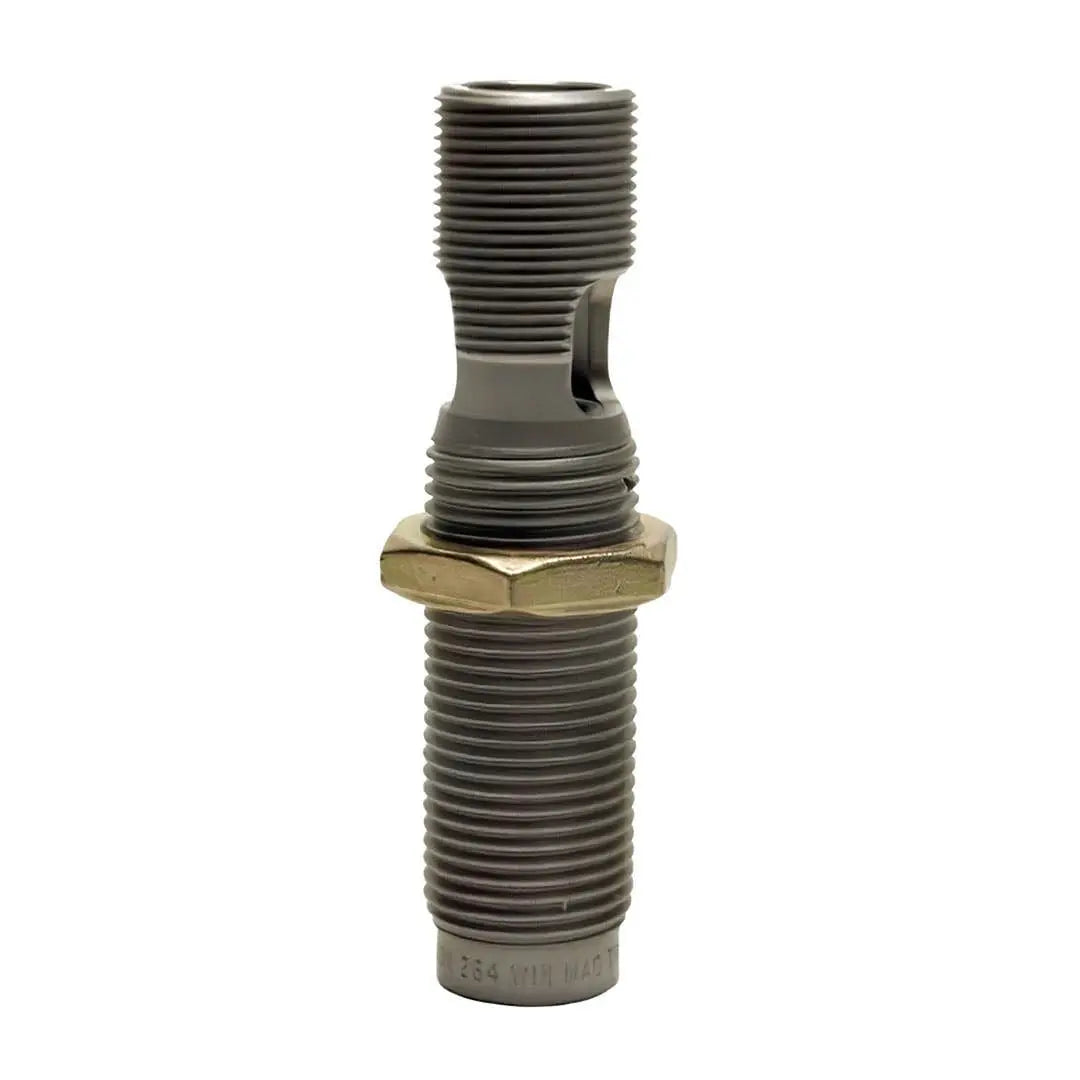 Figure 4 — A Dillon size and trim die. Shown as the die alone rather than installed in a toolhead: the die is the part that distinguishes on-press trimming, because it sizes and trims in the same station on t…